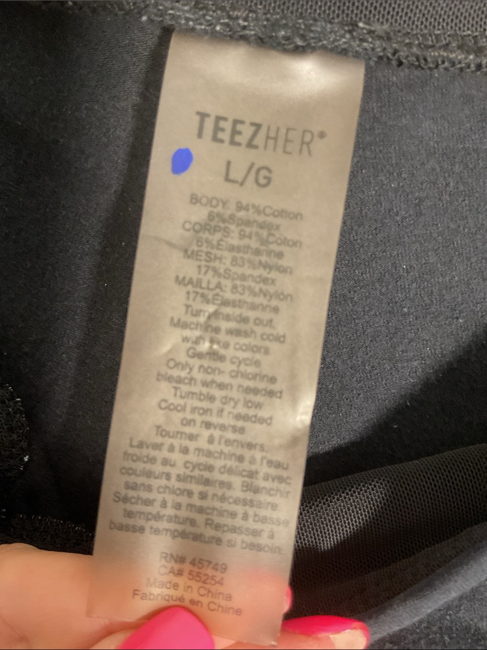 Teez-Her Black High Rise Tummy Control Capri Leggings Size L - Picture 6 of 6